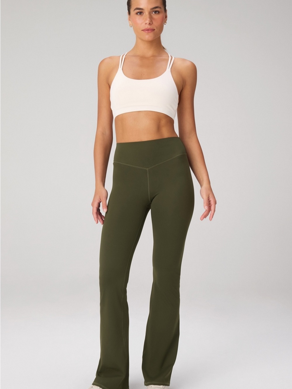 Fabletics Olive High-Rise Flare Track Pants